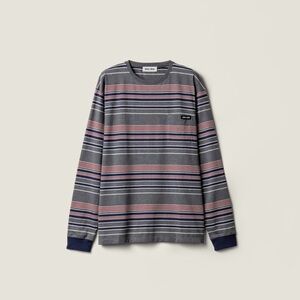 NWT - Miu Miu - Striped Jersey Long Sleeve Crew Neck T-shirt - Sz XS